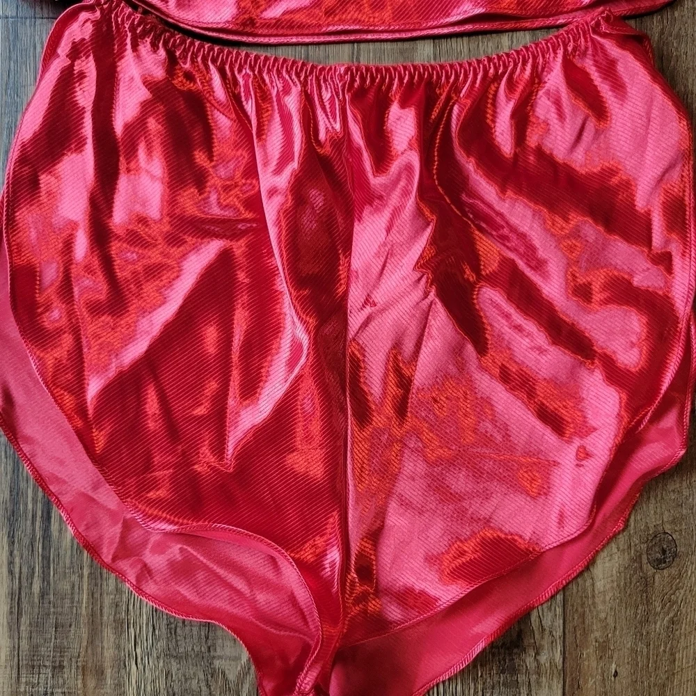 Frederick's Of Hollywood Red Silky 2 Piece Lingerie Set